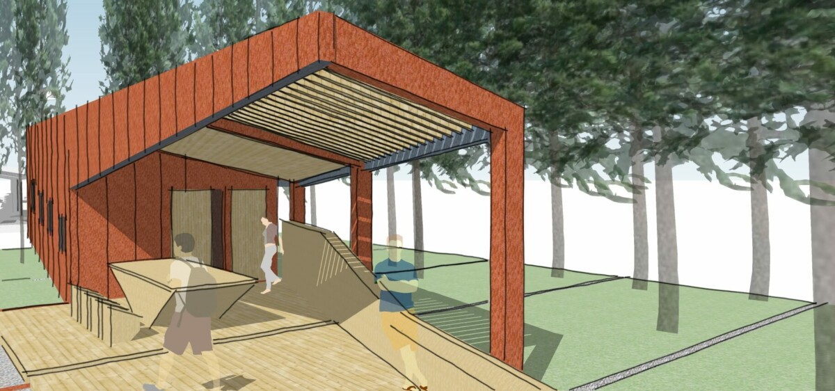 Architectural drawing of Bicycle Rest Stop project